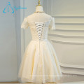 Custom Designs Sashes Tulle Lace Appliques White Prom Dress Short